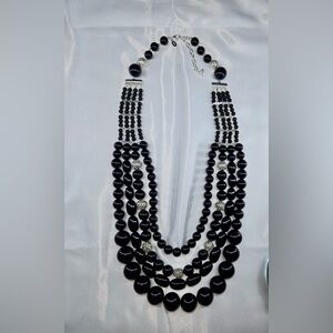 Sophisticated Black Beaded Necklace